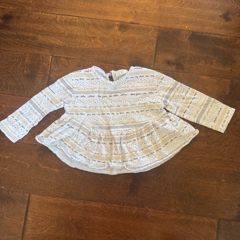 Zara Baby Girl Long Sleeve shirt 9-12 months Dance Stars New Years‎